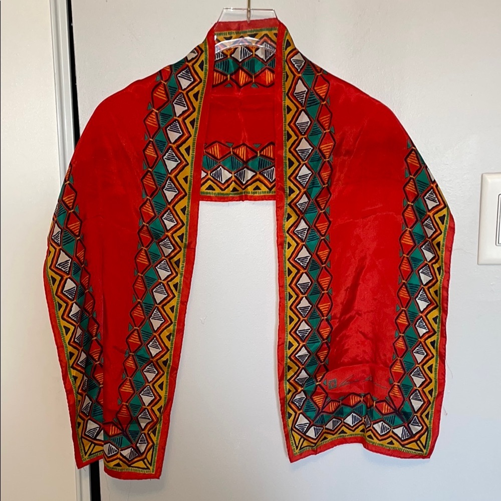 Anne Klein Red Geometric Scarf